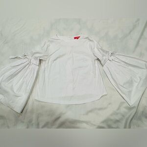 Catherine Malandrino XS White Puff Sleeve Blouse Trendy Cottagecore